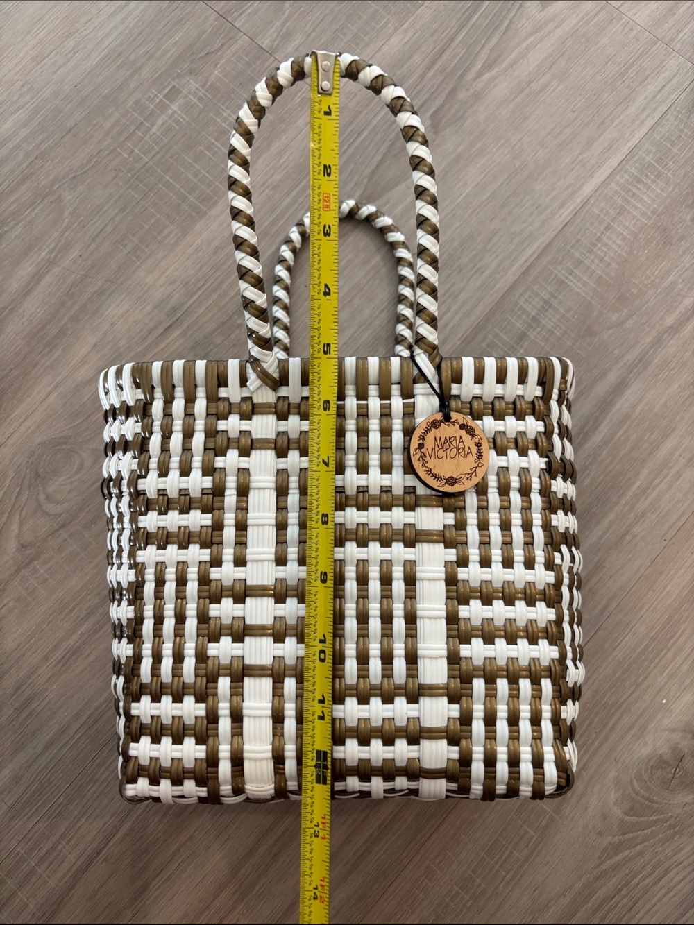 Maria Victoria upcycled hand woven plastic tote bag